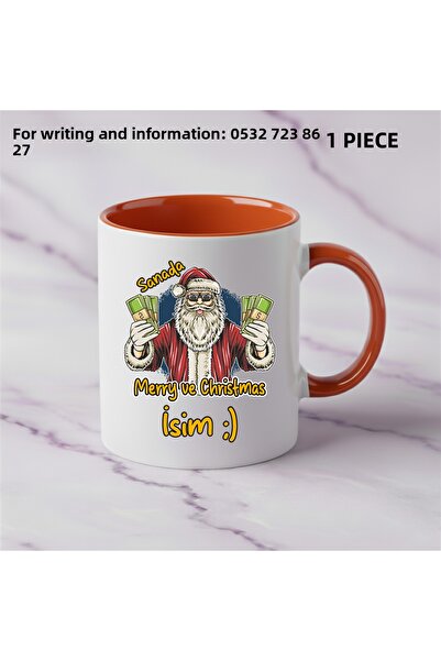 Ceymas Hediyelik New Year Santa Claus Printed Ceramic Mug Cup