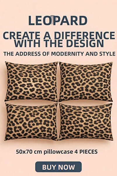 Loova 4 قطع غطاء وسادة 100% قطن منقوش بحجم 50*70 سم مع خياطة سميكة وسحاب