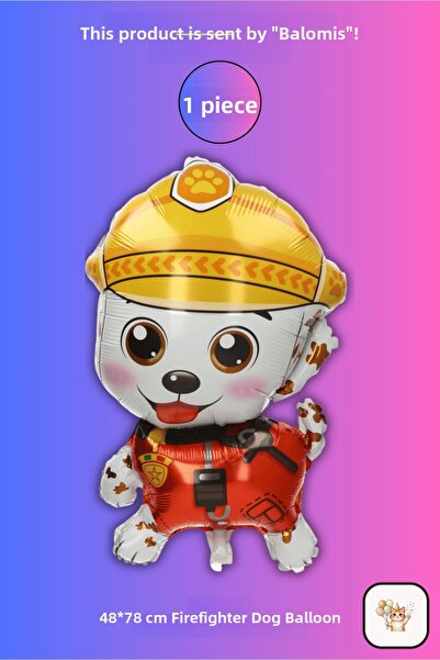 BALOMİS 1 Piece Fire Department Dog Figured Foil Balloon 48X78 cm Birthday De...