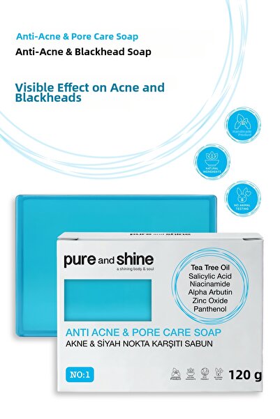Pureandshine صابون مضاد لحب الشباب والرؤوس السوداء - حمض الساليسيليك وزيت شجر...