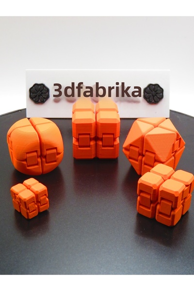 AHWALL مجموعة مكعبات إنفينيتي الكاملة باللون البرتقالي (دائري + بريزما + مربع...