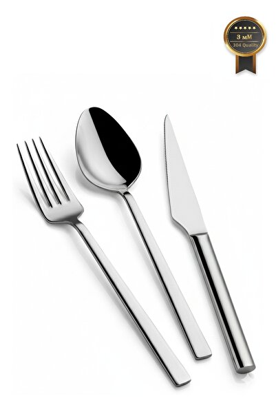 Arsel Alize Sade 304 Quality Stainless Steel 24 Piece Cutlery Set for 6 Peopl...