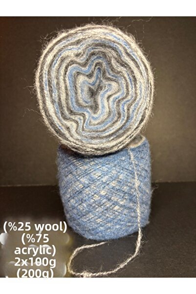 Ana&Kuzusu İplik خيط حياكة أزرق، كريمي، مينك رفيع (25% صوف، 75% أكريليك) 200 ...