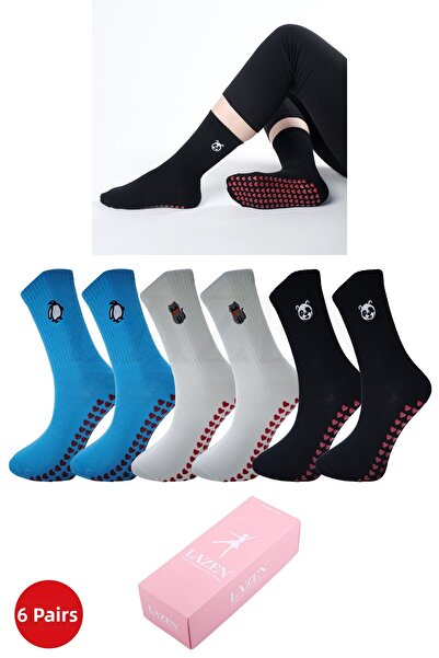 Lazen Women's Embroidered Animal Figure Yoga Pilates Socks - Heart-Shaped Non...