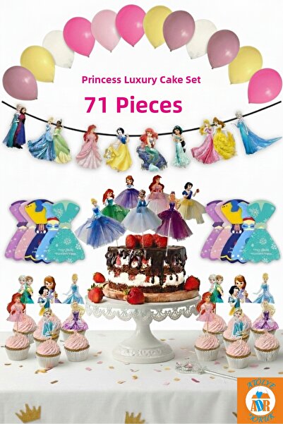 Atölye Doruk مجموعة حفلات أعياد الميلاد للأميرات مع فستان - زينة كعكة على شكل...