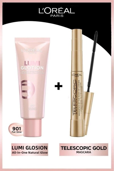 L'Oreal Paris Telescopic Mascara & Glotion All-In-One Natural Shine 901 Makeu...
