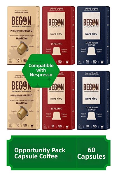 BEGON حزمة فرصة القهوة كبسولة الألومنيوم المتوافقة مع Nord Kivu Nespresso - 6...