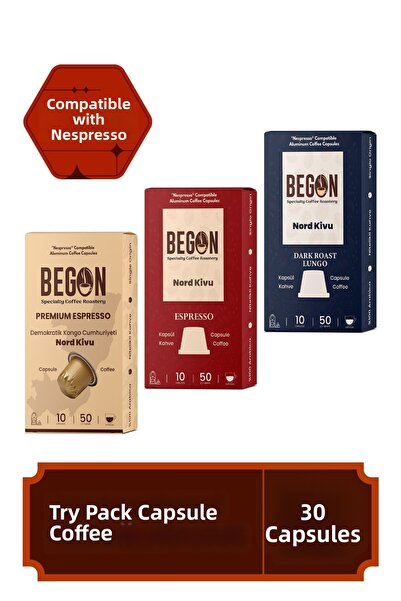 BEGON حزمة اجتماع القهوة كبسولة الألومنيوم المتوافقة مع Nord Kivu Nespresso - 30