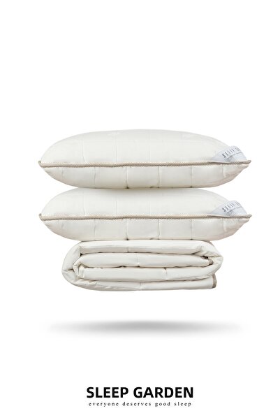 Sleep Garden لحاف صوف فيرا مزدوج ناعم الملمس قطعة واحدة - طقم وسادتين من الصوف مع حقيبة تيلا