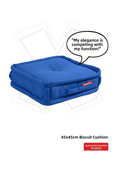 XPERMATE Pernă de podea pentru biscuiți Fagure de miere Față de paletă Pernă de top Pernă de bancă și de grădină 45x45x14 Cm Albastru