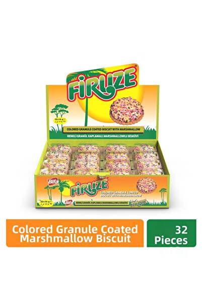 Bifa بسكويت مارشميلو مغطى بحبيبات ملونة باللون الفيروزي 18 جرام × 32 قطعة