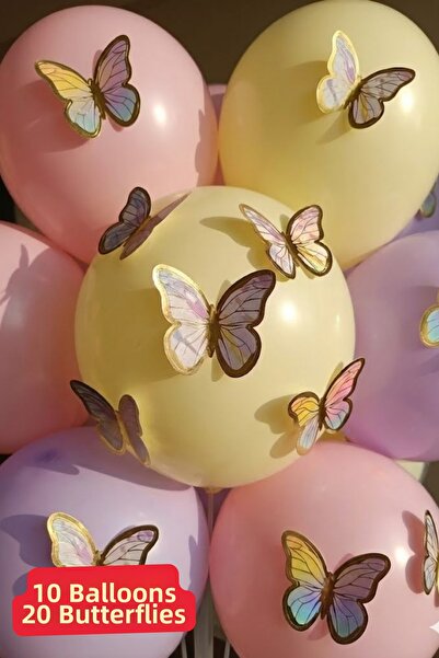Baloncu Dede 10 قطع من بالونات عيد الميلاد اللامعة على شكل فراشة، 4 بالونات و...