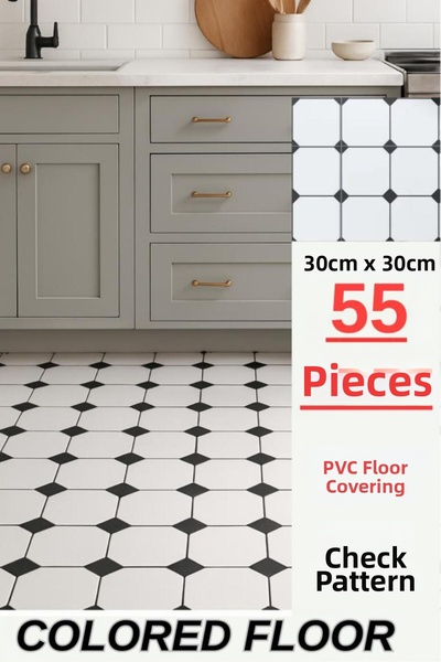 Renkli Duvarlar 50 قطعة 30 سم × 30 سم بلاط لاصق للأرضيات من البي في سي مع ظهر مطاطي 3319