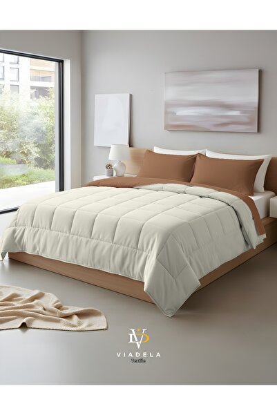 Viadela Double-Sided Double Size Cotton Quilt Set 200X215 cm |   2 Padded |   Soft Textured |   With Bag