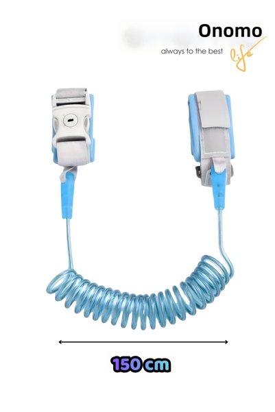 Onomo Life Blue Lockable Child Baby Anti-Lost Walking Safety Harness Mother Wristband Clamp