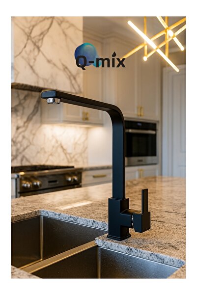 ASİL SU ARMATÜRLERİ حنفية مطبخ نحاسية مربعة الشكل - سوداء