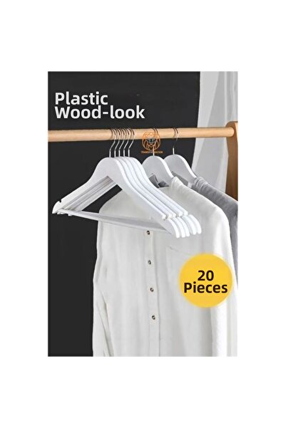 toyigoo Turk Wooden Look Plastic Hanger 20 Pcs White Tygoo-Rshb3456