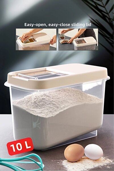 MEKs 10 Lt Food, Grain, Flour, Sugar Storage Container with Sliding Lid