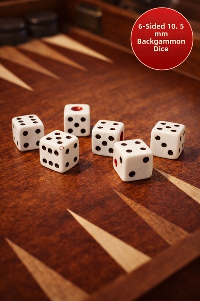 TOYFEST Set of 6 – 10.5 mm Okey & Backgammon Dice Clear Dotted Durable Okey & Backgammon Dice