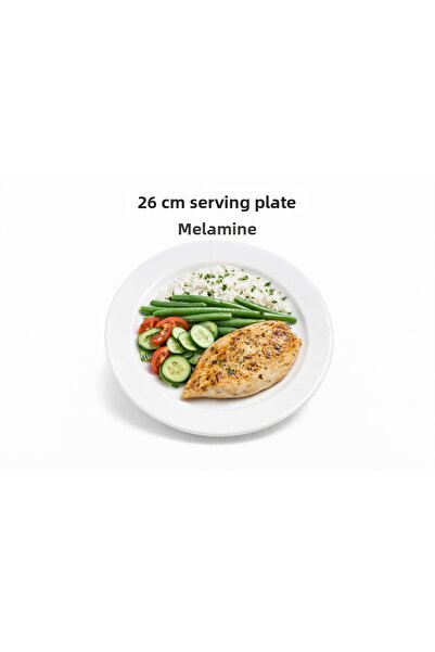 NOVAAVM Melamine Serving Plate 26 cm White - Economical Series Dinner Plate 1 Piece
