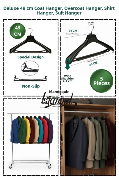 Manken İstanbul 5 броя 48 см неплъзгащи се, широки рамене, изработени по поръчка закачалки за сака, закачалки за палта, закачалки за костюми