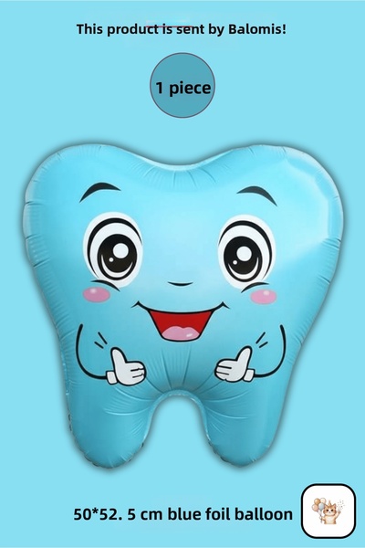 BALOMİS 1 Piece Blue Tooth Shaped Foil Balloon My First Tooth Came Out Themed...