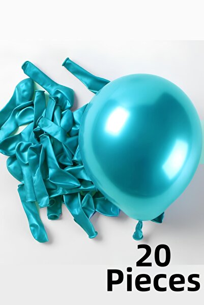 kutuTR Metallic Balloon 13 Inch – Shiny Light Blue Looking Silicone Balloon – 20 Pieces