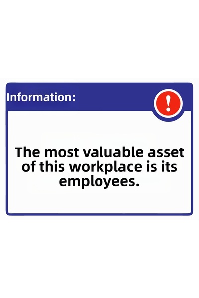 ZiPrinter المعلومات؛ هذه هي العاملون الأكثر قيمة في مكان العمل. لافتة تحذير م...