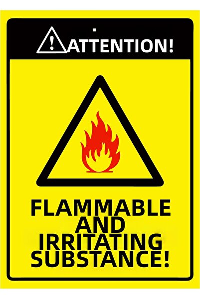 ZiPrinter انتبه! مادة قابلة للاشتعال ولامعة! لافتة تحذير من مادة PVC مقاس A4 ...