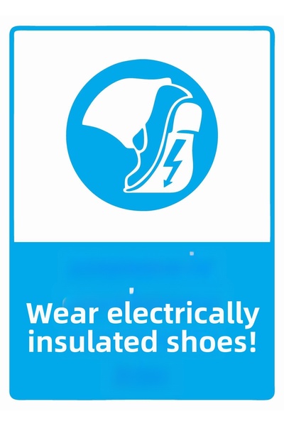 ZiPrinter ارتدِ أحذية مقاومة للكهرباء! لافتة تحذير من مادة PVC مقاس A5 15x21 سم