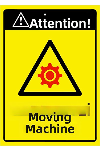 ZiPrinter انتبه! لافتة تحذيرية للآلات المتحركة مصنوعة من مادة PVC مقاس A5 15x...