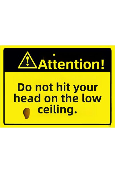 ZiPrinter انتبه! لافتة تحذيرية منخفضة السقف لا تصدأ رأسك isg مصنوعة من مادة P...