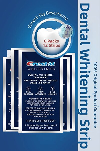 CREST شرائط تبييض الأسنان ثلاثية الأبعاد، 6 عبوات (12 شريط)