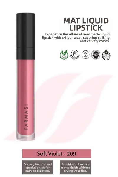 Farmasi أحمر شفاه سائل غير لامع ناعم بنفسجي 209