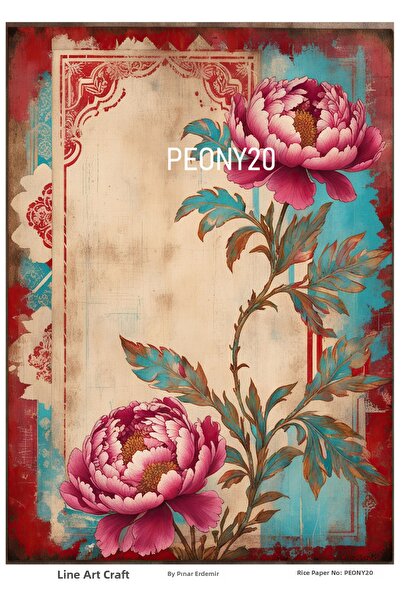 LİNEART Vintage Rose Pattern Rice Decoupage Paper No:Peony20- 29X42Cm