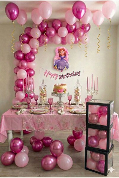 FESTİLO Birthday Party Set Pink Princess Elsa Princess Theme 49 Pieces