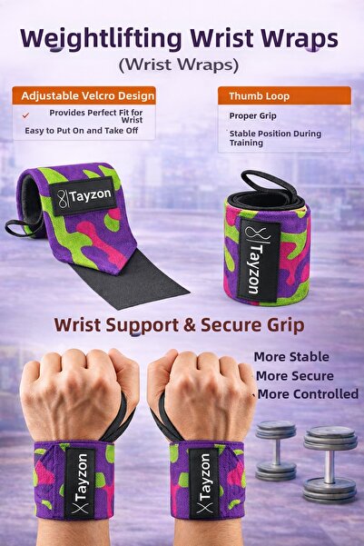 Tayzon Wrist Wraps Fitness Weight Wraps – Crossfit Wrist Wraps, Barbell and B...