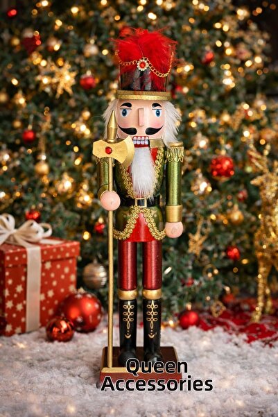 QUEEN AKSESUAR Imported from England, Wooden Large Movable 30cm Nutcracker wi...