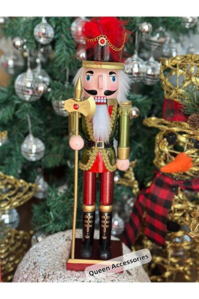 QUEEN AKSESUAR Crăpător de nuci din lemn de colecție, de lux, de Anul Nou, de 40 cm, care sparge nuci, decor soldat