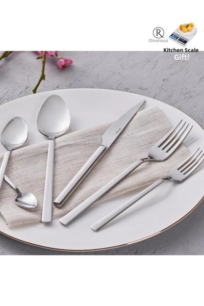 Emsan Cedar 84 Piece Premium Fork & Knife & Spoon Set for 8 People