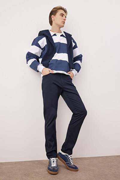 Trendyol Collection Navy Blue Men's Textured Fabric Trousers Tmnaw26Pl00027