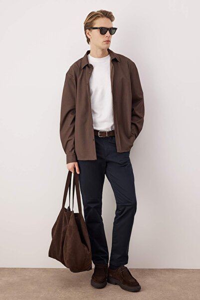 Trendyol Collection Navy Blue Men's Gabardine Textured Fabric Trousers Tmnaw2...