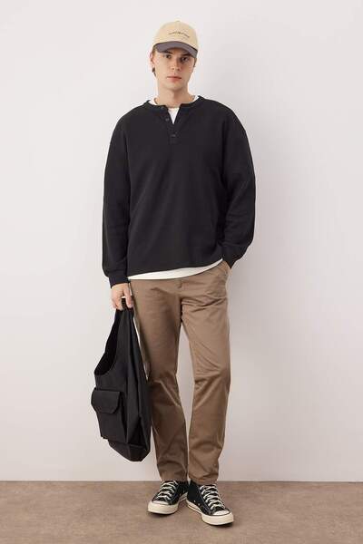 Trendyol Collection Ανδρικό παντελόνι από υφασμάτινο υλικό Gabardine Mink TMN...