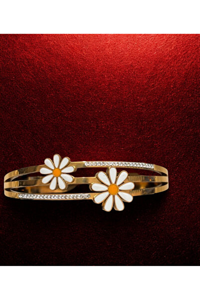 İZMİR.ACCESSORİZE TAKI & BİJUTERİ & AKSESUAR سوار من الفولاذ ذو شكل ديزي ذهبي...