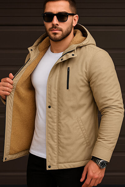 Delpino Waterproof and Windproof Long Hooded Coat with Fur Inside