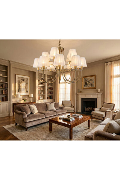 yıldırımavize 15'li Atlantis Avize Şapkalı Prinç Eskitme Renk(LED AMPULLER HE...