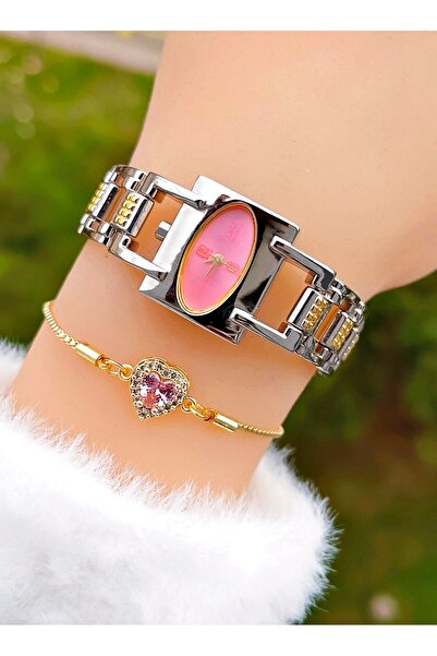 Q&Q ساعة يد نسائية كلاسيكية QZ01J7821A بسوار فولاذي