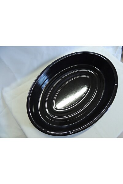 Ucuz Parçacım 28 cm Oval Black Glossy Enamel Tray – Durable, Stylish, Suitable for Oven and Serving Use