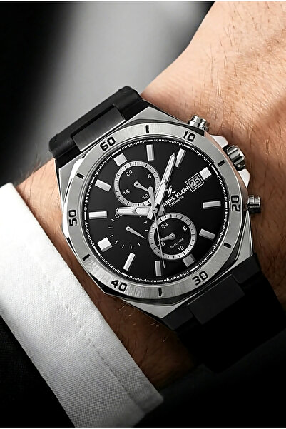 Daniel Klein ساعة يد رجالية أصلية من الجلد الأسود كهدية |   وظيفة نشطة بالكامل مقاومة للماء DKE2068C5