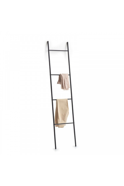 zeller suport pentru prosoape, metal, negru, 38 x 2 x 176 cm